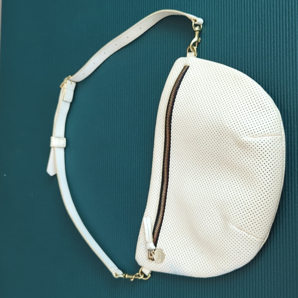 Clare V Grande fanny bag cream perf